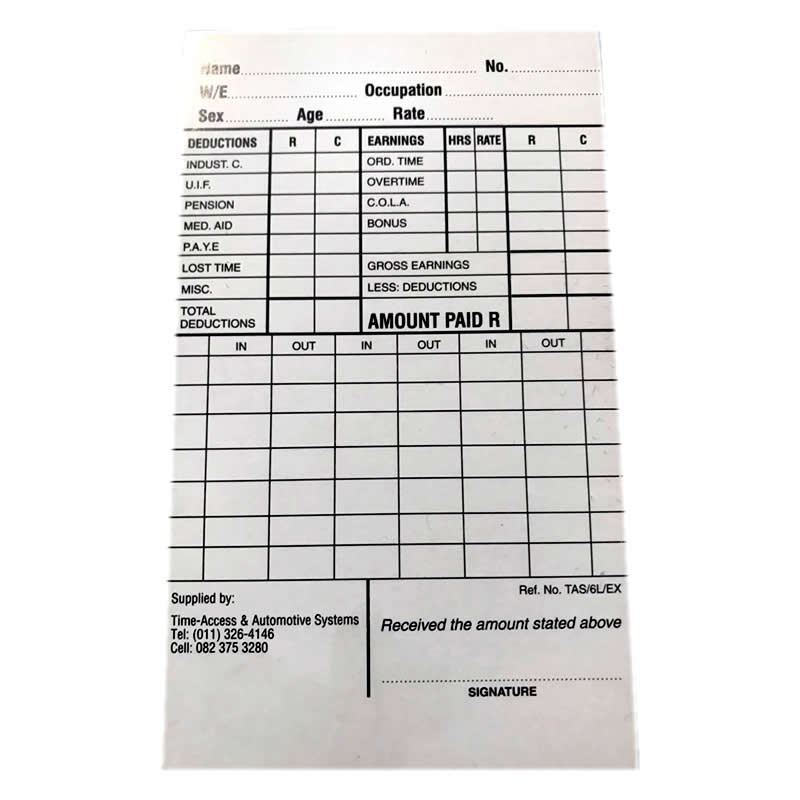 Job A Clock Card for Time Attendance